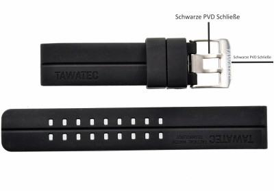 TAWATEC Kautschuk Armband 22mm schwarze PVD Schließe